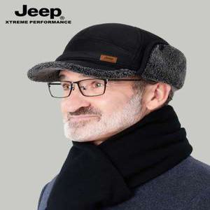 지프 남성 중년 및 노인 모자 겨울 따뜻한 방풍 벨벳 귀보호 두꺼운 모자