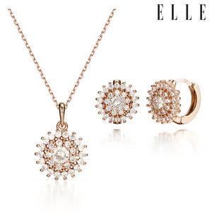 [엘르주얼리] 큐빅 플라워 목걸이 귀걸이 세트 EL2SET006