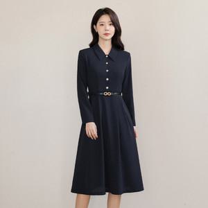 [시크라인] (~XXL까지) 우엔 카라 플레어 벨트 원피스 긴팔 봄 가을 오피스 하객룩 데이트 모임 미시 빅사이즈