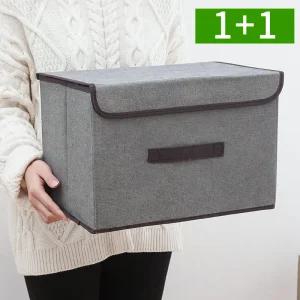 [1개+1개] 패브릭 접이식 옷정리함 대형 리빙박스 다용도 보관함