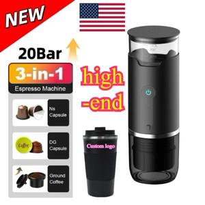 3-in-1 휴대용 캡슐 커피 머신 무선 난방 전기 에스프레소 자동차 야외 여행 캠핑