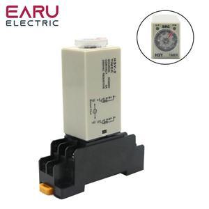 지연 타이머 H3Y-2 AC 220V 기본 소켓 전원 켜기 지연 손잡이 DPDT 0-60 초 0-60 분 타이머 타이밍 타임 릴