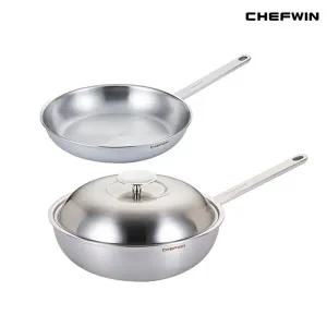 [쉐프윈]쉐프윈 316STS 통5중 28cm후라이팬+28cm멀티웍