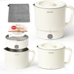 위즈웰 올스테인리스 머그팟 여행용 전기포트 휴대용 라면포트 접이식 스텐 WK3710