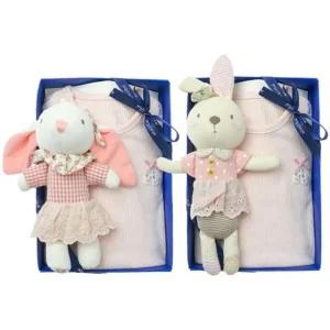 [갤러리아] (출산,백일,귀여운유아복)미미슬림바디슈트+토끼인형딸랑이세트(A25-10684SET)