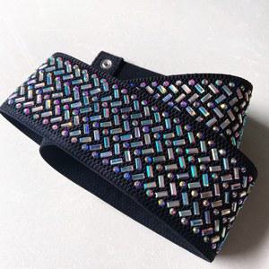 55CM 슬림 소품 무대 라인댄스벨트 라틴 블랙 다이아몬드 라틴댄스 액세서리