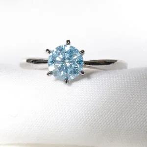 [샤밍주얼리]7부 블루 랩 다이아 반지 IGI 6프롱 솔리테어 프러포즈 결혼 기념일 여자 친구 선물