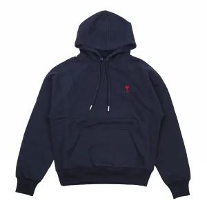 ami 하트 로고 후드 티셔츠 USW205 747 430 (NIGHT BLUE)