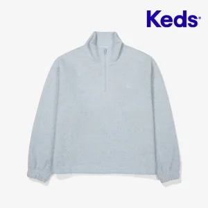 Keds 니트 본딩 하프집 맨투맨_KD2POF4102FLBU