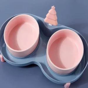 강아지 식사 그릇 2구 각도 조절 밥그릇 위생 안전 플라스틱 용기 (WFJEPKT)