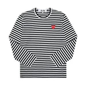 [꼼데가르송]플레이 꼼데가르송 스트라이프 롱슬리브 티셔츠 블랙 화이트 AX T164 051 1