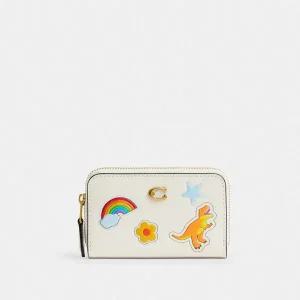 [코치][공식] 에센셜 스몰 집 어라운드 카드 케이스 위드 스티커 프린트 CCD21 B4CAH