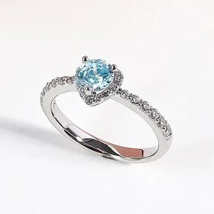 [샤밍주얼리]5부 블루 랩 다이아 반지 7부 하트 헤일로 프러포즈 결혼 기념일 선물 여자 친구 예물