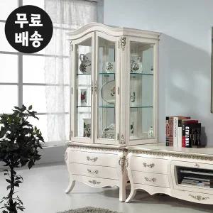 [벤티스가구]멜로 엔틱 장식장 원목 진열장 술 와인 거실 장식장 양주 유리 수납장 인테리어 가구 3단