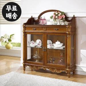 [벤티스가구]레아 엔틱 장식장 원목 진열장 유리 장식장 양주장 거실 위스키 수납장 가구 3단
