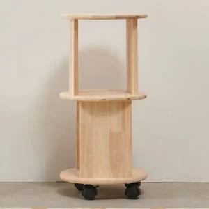 [우아미]라리 고무나무 원목 2단 이동식 책장