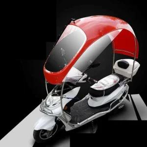 오토바이캐노피 스쿠터 바이크 어닝 비 천막 가림막 레드 + 수동와이퍼 + 고정 폴 + 라이트배플