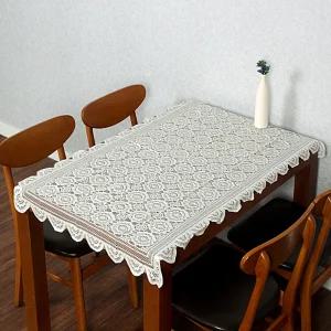 플라워 레이스 테이블보 다용도덮개 식탁보 화이트 136X76CM 1개