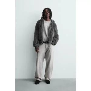 [정품] 자라 자켓 코트 데일리 아웃터 ZARA 리버시블 가죽 효과 봄버 재킷 - 다크 그레이