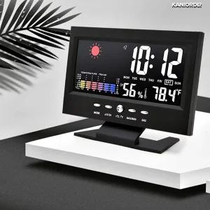 탁상 시계 거실 침실 캘린더 날씨 온습도 디지털 LED 탁상용 무선 전자시계