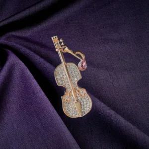 옷핀 첼로 다이아몬드 패션 고급 정장 음표 브로치