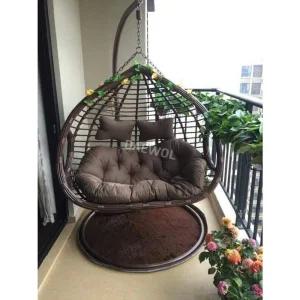 라탄 흔들의자 정원 스윙 갈색 공중 야외 2인용 그네 의자 안락