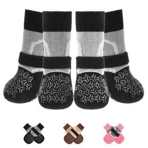 반사 스트립이 있는 핫/콜드 포장용 쿨테일 개 양말, 발 핥기 방지용 미끄럼 방지 하드우드 바닥용 반려동물 부츠 및 보호대, 소형 중형 대형견용 그리피 슈즈, 블랙