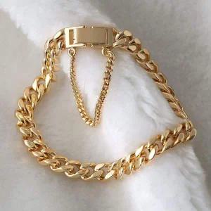 [콩심팥심]14KGP 골드 볼드 각 체인 고급 패션 팔찌 생일선물팔찌 체인팔찌