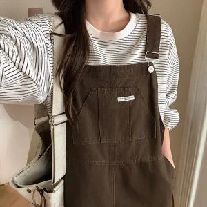 [공구우먼] [제작] 취향따라 코튼&데님 멜빵 롱 원피스 84196 빅사이즈 여성의류