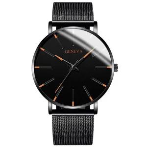 제네바 메탈 가죽 비즈니스 수능 바늘 아날로그 시험 합격 무소음 학생 패션 손목 시계