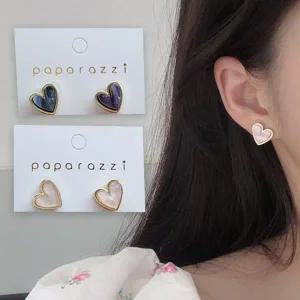 여성 봄 하트 이어링 귀걸이 자개 귀여운 데일리 2개