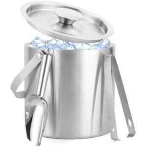 3L 스테인리스 스틸 스 버킷 - 이중벽 단열 쿨러로 와인, 샴페인, 맥주의 얼음을 더 오래 얼려 보관할 수 있으며 뚜껑, 손잡이, 통, 스쿱이 포함되어 있습니다