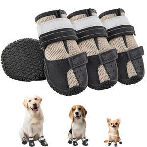 대형 중형견용 반려견 신발, 뜨거운 포장용 통기성 메쉬 부츠, 야외 보행을 위한 반사 스트랩이 있는 미끄럼 방지 발 보호대, 원목 바닥, 사이즈