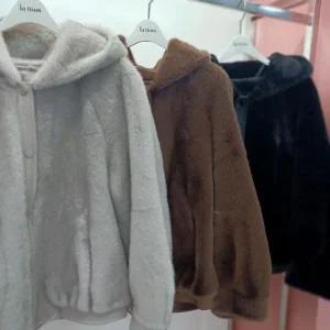 [라티움]Destijl HC06 팔뚝품편한 가죽배색 페이크퍼 밍크 벌룬 후드쟈켓 점퍼 D2554jp0 (S42305820)