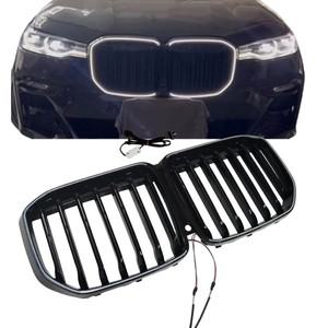 BMW X7 G07 2019-2022 전면 신장 그릴 레이싱 단일 스타일 자동차 범퍼 후드 메쉬 그리드 LED 램프