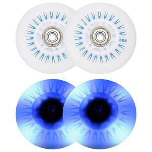 실내/외 스쿠터 교체용 베어링이 있는 PATIKIL 블루 라이트 인라인 스케이트 휠 80mm, 4Pcs LED 깜박임 롤러 90A