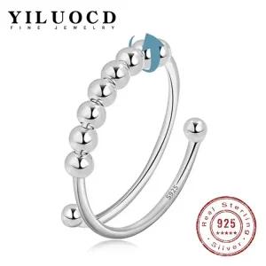 은반지 새로운 925 실버 프 Spinner R 회전 비즈 불안 조절 링 여성용 남성용