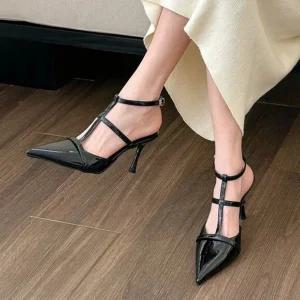 여성 여름 뾰족코 섹시 스트랩 스틸레토 힐 구두 슈즈
