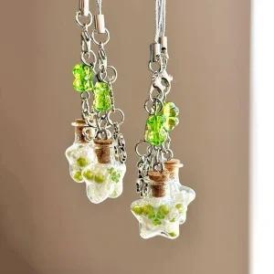 [소원을 담은 별] 스트랩키링 네잎클로버 핸드폰줄 별 소원병