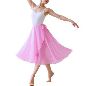 루소피 롱 댄스 랩 스커트 여성 시어 발레 시폰 스커트와 벨트 조절 가능