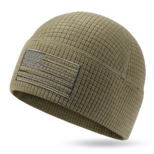 야외 쉐이핑 그리드 플리스 비니와 국기 자수 와플 육군 군용 해골 모자