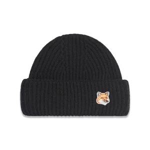 [메종키츠네] 폭스헤드패치 울 비니 블랙 HU06149KT1022