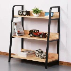 라파 참죽나무 거실 인테리어 낮은 가로 원목 책장 3단 800