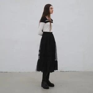 [에고이스트](강남점)우븐 져지 믹스 셔링 볼륨 원피스 (ER4WO060)