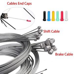 2M MTB 자전거 브레이크 라인 스피드 라인 고정 기어 시프터 기어 브레이크 케이블 세트 엔드 캡 팁이있는