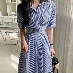 [하프클럽/]데일리옷 데일리 스트라이프 뒷밴딩 셔츠 원피스