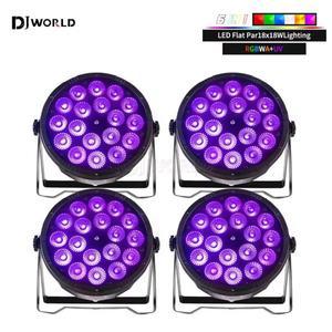 LED 파 라이트, RGBWA UV 6 인 1 플랫 DMX512   무대 조명 장비, 디스코 파티 바, 18x18w, 4 개 세트