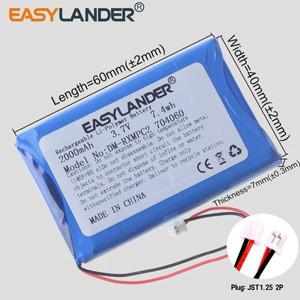 3.7V 2000mAh 7.4Wh 리튬 폴리머 충전식 배터리 704060 베이비 모니터용 Li-pol JST 2Pin 1.25mm 커넥터 플