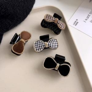 프랑스어 레트로 복고풍 엔틱 블랙 벨벳 Bowknot 리본 헤어 클립  미니 소형 소형 머리핀 바비 핀 활 바레