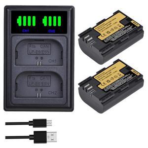 LP-E6P 배터리 2850mAh LP E6P 및 충전기 (캐논 EOS R5 Mark II R6 R7 R 5DS 6D 7D 80D 90D 용)